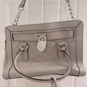 Michael Kors gray stud leather bag purse tote